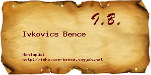 Ivkovics Bence névjegykártya